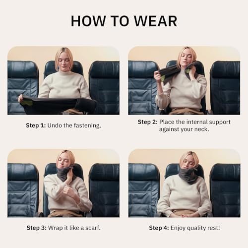 Trtl Pillow - Scientifically Proven Neck Support Travel Pillow for Airplanes - Lightweight and Machine Washable - Ergonomic Design for Traveling on Cars and Trains - Grey - Image 7