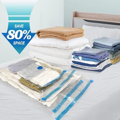 Fygrip Vacuum Storage Bags with Hand Pump, Plastic Packaging Bags, 80% Space Saver Vacuum Seal Bags for Clothing, Travel Lugggage, Blankets, Comforters, 10 Medium - Image 2