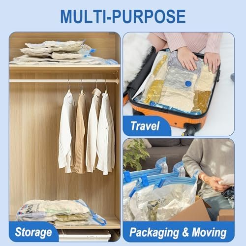 Fygrip Vacuum Storage Bags with Hand Pump, Plastic Packaging Bags, 80% Space Saver Vacuum Seal Bags for Clothing, Travel Lugggage, Blankets, Comforters, 10 Medium - Image 4