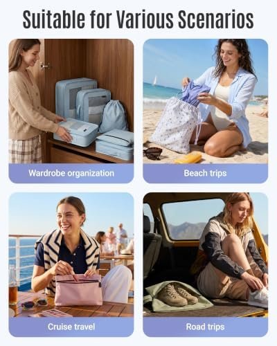 LIGHT FLIGHT 8 Set Packing Cubes for Travel, Durable Travel Essentials for Cruish Ship, Suitcase Organizer Packing Bags (8-Pack 1L+2M+1S+1Shoe bag+2Toiletry Bags+1Laundry Bag) - Image 2
