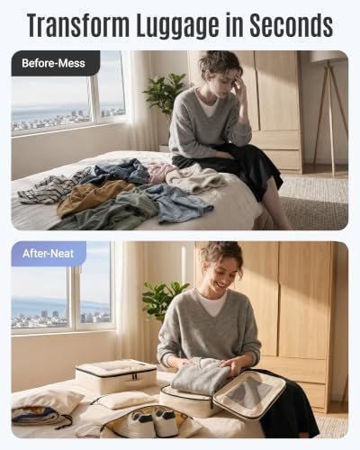 LIGHT FLIGHT 8 Set Packing Cubes for Travel, Durable Travel Essentials for Cruish Ship, Suitcase Organizer Packing Bags (8-Pack 1L+2M+1S+1Shoe bag+2Toiletry Bags+1Laundry Bag) - Image 3
