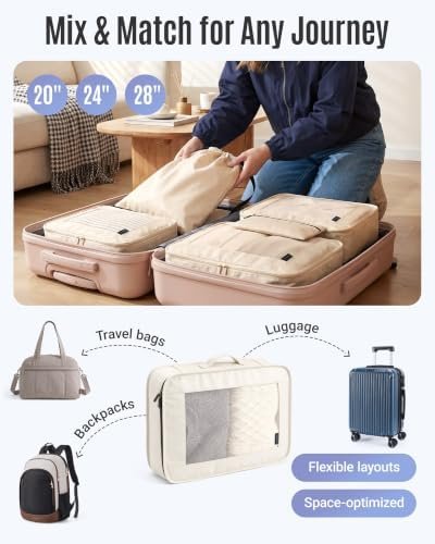 LIGHT FLIGHT 8 Set Packing Cubes for Travel, Durable Travel Essentials for Cruish Ship, Suitcase Organizer Packing Bags (8-Pack 1L+2M+1S+1Shoe bag+2Toiletry Bags+1Laundry Bag) - Image 6