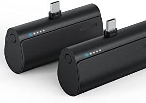 VEGER 2 Packs of Small USB C Portable Chargers, 5000mAh Power Bank Fast Charge Travel Essentials Battery Pack Compatible for iPhone 17/Air/17 Pro/17 Pro Max, Samsung Galaxy S25/S24/Android