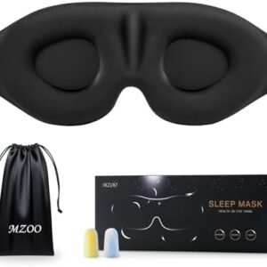 MZOO Luxury Sleep Eye Mask for Side Sleeper Men Women, Zero Eye Pressure 3D Sleeping Mask, Light Blocking Patented Design Night Blindfold, Soft Eye Shade Cover for Travel, Black