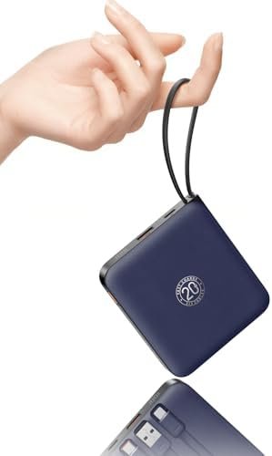 VRURC Portable Charger for iPhone, 10000mAh 22.5W Fast Charging Power Bank | with Built-in Cables, LED Display, Battery Pack for iPhone 17/16/15 Series, Samsung S26, Travel Essentials (Royal Blue)