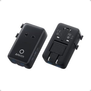 Anker Nano Travel Adapter, 5-Port Power Adapter with 1× 2-Pin AC, 2 USB A, 2 USB C for 20W, Smart Temperature Control, Works in 200+ Countries, Not a Voltage Converter, Travel Essentials (1-Pack)