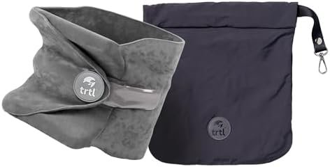 Trtl Pillow - Scientifically Proven Neck Support Travel Pillow for Airplanes - Lightweight and Machine Washable - Ergonomic Design for Traveling on Cars and Trains - Grey