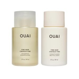 OUAI Fine Hair Shampoo & Conditioner Set, Travel Size - Volumizing Shampoo & Conditioner - With Strengthening Keratin, Biotin & Chia Seed Oil - Sulfate, Paraben & Phthalate Free (3 Oz)