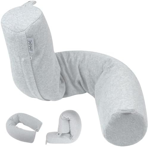 Dot&Dot Twist Memory Foam Travel Pillow, Bendable Neck Pillow for Airplane, Car and Home, 26-Inch Adjustable Roll with Washable Cotton Cover, Gray - Image 9