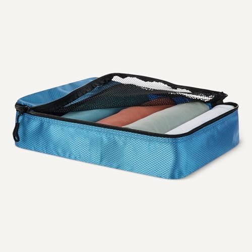 Amazon Essentials 4-Piece Packing Cubes Travel Accessories Set, Luggage Organizer with Double Zipper, Mesh Top, Space-Saving, Medium, Sky Blue (Previously Amazon Basics) - Image 3