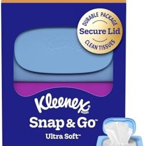 Kleenex Snap & Go Ultra Soft Facial Tissues, 4 On-the-Go Packs, 25 Tissues per Pack, 3-Ply, Packaging May Vary