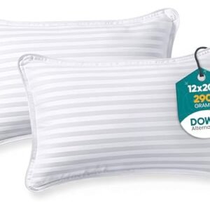 Utopia Bedding Travel Pillow for Airplane, Car and Toddlers (White, 2 Pack), Neck Support for Travelling, Down Alternative Filling, Compact Camping Pillow for Backpacking & Hiking (12x20)
