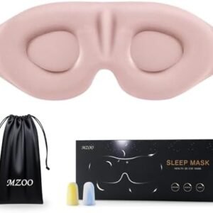 MZOO Luxury Sleep Eye Mask for Side Sleeper Men Women, Zero Eye Pressure 3D Sleeping Mask, Light Blocking Patented Design Night Blindfold, Soft Eye Shade Cover for Travel, Pink