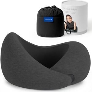 Ostrichpillow Go Neck Pillow, Travel Pillows for Airplanes, Premium Memory Foam Travel Pillow, 360º Ergonomic Design, Asymmetrical Sides, Travel Bag Included, Washable Modal Cover