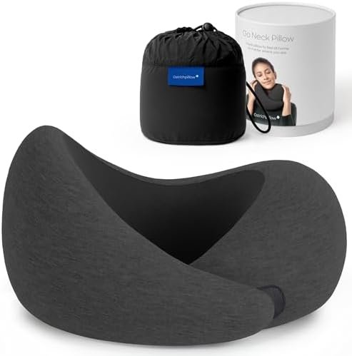 Ostrichpillow Go Neck Pillow, Travel Pillows for Airplanes, Premium Memory Foam Travel Pillow, 360º Ergonomic Design, Asymmetrical Sides, Travel Bag Included, Washable Modal Cover