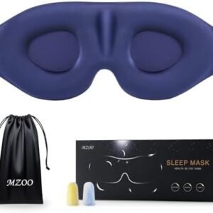 MZOO Luxury Sleep Eye Mask for Side Sleeper Men Women, Zero Eye Pressure 3D Sleeping Mask, Light Blocking Patented Design Night Blindfold, Soft Eye Shade Cover for Travel, Blue