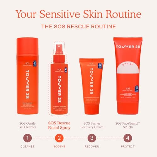 Tower 28 SOS Daily Rescue Facial Spray - Hypochlorous Acid Spray to Help Visibly Calm + Soothe Sensitive Skin - Purifying Travel Size Face Toner - Everyday Skin Care Essential (1 oz) - Image 5