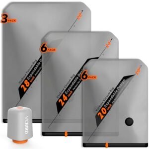 Vacbird Rechargeable Wireless Pump Travel Storage Bags Set - Portable Space Saver Bags for Travel & Home - Vacuum Compression Packing Seal for Clothes, Blankets, Seasonal Storage 15 Combo Set