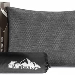 Ivellow Travel Pillow Camping Pillow for Sleeping Small Shredded Memory Foam Pillow Compressible Compact Medium Firm, Soft Breathable Cover,Supportive for Outdoor Car Backpacking Hiking Essential Gear