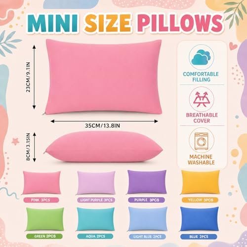 Kigley 20 Pack Mini Pillows for Daycare 9.1 x 13.8'' Small Travel Pillow Bulk Soft Breathable Cotton Pillow for Nap Travel Pet Neck Lumbar Purse Insert(Dopamine) - Image 2