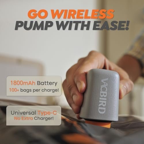 Vacbird Rechargeable Wireless Pump Travel Storage Bags Set - Portable Space Saver Bags for Travel & Home - Vacuum Compression Packing Seal for Clothes, Blankets, Seasonal Storage 15 Combo Set - Image 2