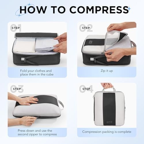 OlarHike 10 Set Compression Packing Cubes for Travel Essentials,Compressible Expandable Space Saver Bags for Organizing Clothes,Luggage Suitcase Garment Bags with Over 1000 pcs Mesh Holes(Black) - Image 3
