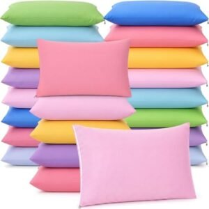 Kigley 20 Pack Mini Pillows for Daycare 9.1 x 13.8'' Small Travel Pillow Bulk Soft Breathable Cotton Pillow for Nap Travel Pet Neck Lumbar Purse Insert(Dopamine)