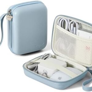 Charger Case for Macbook, Portable Tech Electronic Organizer Bag, Small Travel Storage Pouch for Laptop Accessories, MacBook Power Adapter, Charging Cords, USB Drives, Power Bank (Blue, L)