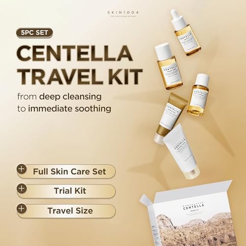 SKIN1004 Centella Travel Kit, Korean Skin Care Set with Toner, Moisturiser, Serum, Cleansing Oil & Cleanser, Travel Size Set with Madagascar Centella, Sensitive Skin, Perfect for Travel Beauty & Gifts - Image 2