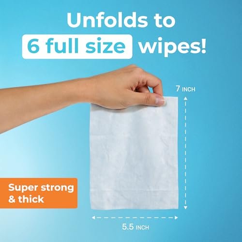 Impossibly Compact Travel Flushable Wipes - 99.5% Water and Aloe - Safe for Sensitive Skin & Hypoallergenic - Travel Essentials for Adults & Kids, Unscented, 8 Pack 48 Wipes - Image 3