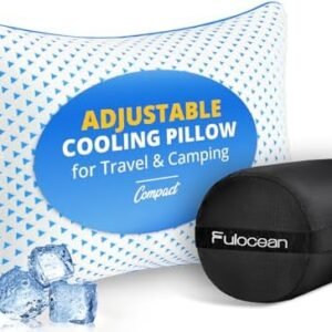Small Cooling Memory Foam Pillow for Travel & Camping, Compressible Original Adjustable Pillow for Medium Firm Neck Knee Lumbar Support, Washable CertiPUR-US, Ideal Sleeping, Car, Airplane,Backpacking
