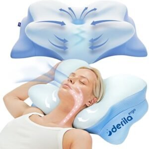 Derila Ergo Cervical Neck Pillow for Sleeping Pillow Contour Memory Foam Pillows for Back, Side Sleeper Pillows 21.25 x 14.17 x 4.72 inches