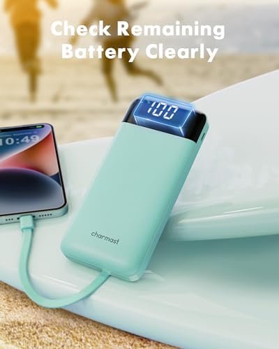 charmast 10000mAh Portable Charger,Built-in 4 Cables,6 Outputs/3 Inputs,3A Fast Charging,Compatible with iPhone,iPad,Samsung,Pixel,LG - Image 7