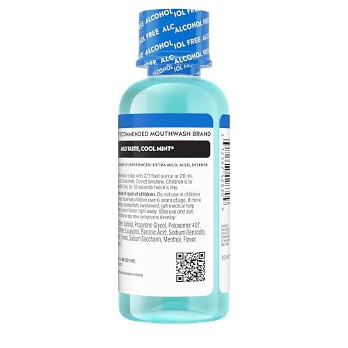 Listerine Cool Mint Alcohol-Free Mild Mouthwash, Oral Rinse Kills 99.9% of Germs that Cause Bad Breath, Less Intense Taste, Mild Mint Flavor, 3.2 fl. oz - Image 9
