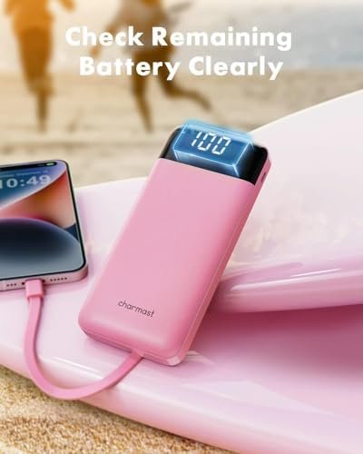charmast 10000mAh Portable Charger,Built-in 4 Cables,6 Outputs/3 Inputs,3A Fast Charging,Compatible with iPhone,iPad,Samsung,Pixel,LG - Image 7