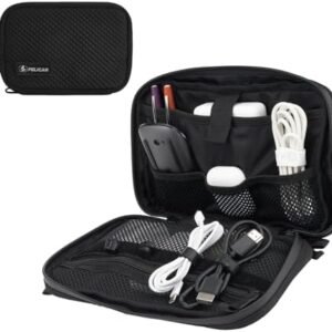 Pelican Electronic Organizer Travel Case - Portable Storage Bag with Multiple Storage Mesh Pockets for Cables, Chargers, Power Bank, AirPods - Black