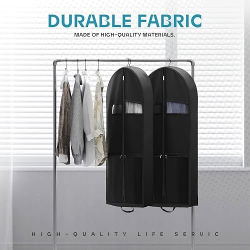 Lazebox 43" Travel Garment Bag with Accessories Zipper Pocket, Heavy Duty Suit Bag for Suits, Tuxedos, Dresses, Coats, Black, 1 pack - Image 4