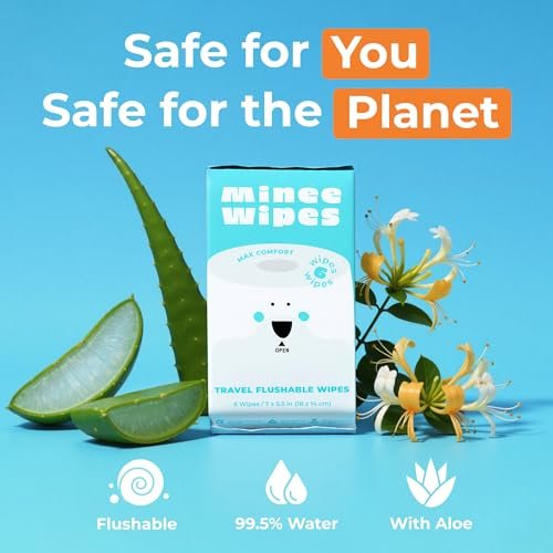 Impossibly Compact Travel Flushable Wipes - 99.5% Water and Aloe - Safe for Sensitive Skin & Hypoallergenic - Travel Essentials for Adults & Kids, Unscented, 8 Pack 48 Wipes - Image 7