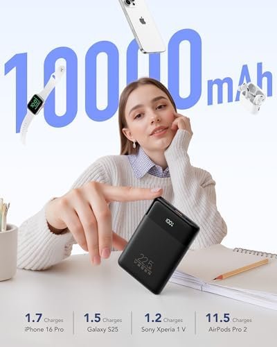 VEGER 22.5W Fast Charging Portable Charger, Slim 10000mAh Power Bank with Built-in Cables, Small USB C Battery Pack for iPhone iPad Samsung Galaxy Pixel LG Moto, Flight Safe, Travel Essential, Black - Image 7