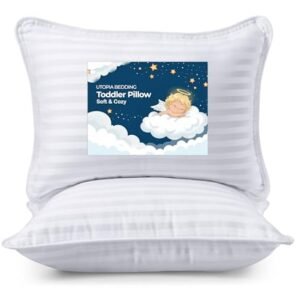 Utopia Bedding Toddler Pillow (White, 2 Pack), 13x18 Pillows for Sleeping, Soft and Breathable Cotton Blend Shell, Small Kids Pillow Perfect for Toddler Bed and Travel (Intended for Age 2 and up)