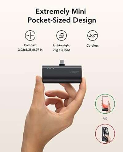VEGER 2 Packs of Small USB C Portable Chargers, 5000mAh Power Bank Fast Charge Travel Essentials Battery Pack Compatible for iPhone 17/Air/17 Pro/17 Pro Max, Samsung Galaxy S25/S24/Android - Image 5