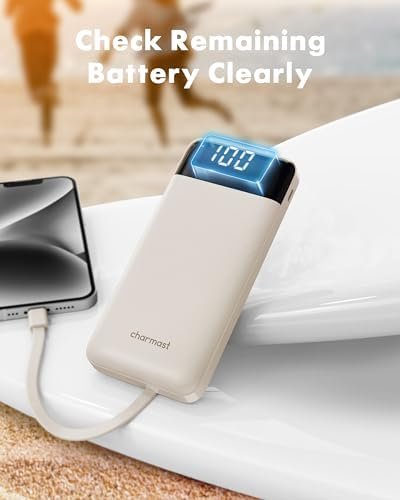 charmast 10000mAh Portable Charger,Built-in 4 Cables,6 Outputs/3 Inputs,3A Fast Charging,Compatible with iPhone,iPad,Samsung,Pixel,LG - Image 7