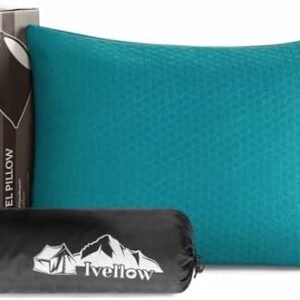 Ivellow Memory Foam Travel Pillow Compressible Camping Pillow for Sleeping Shredded Memory Foam Pillow Compact Firm Supportive Small Pillow for Adults Kids Outdoor Backpacking Hiking Essential Gear-M