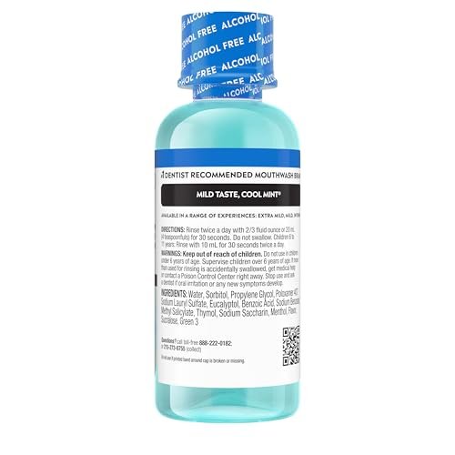 Listerine Cool Mint Alcohol-Free Mild Mouthwash, Oral Rinse Kills 99.9% of Germs that Cause Bad Breath, Less Intense Taste, Mild Mint Flavor, 3.2 fl. oz - Image 8