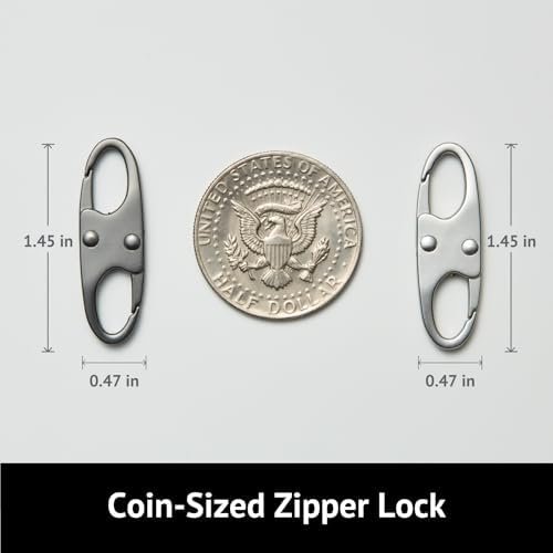 zelin Anti Theft Zipper Clips Double Opening Small Carabiner Clips, 4Pcs Elegant Zinc Alloy Zipper Pull Replacement for Travel, Commuting and Camping (Space Grey) - Image 2