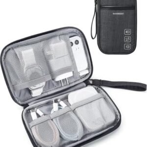 BAGSMART Cord Organizer Travel Cable Organizer Bag Tech Electronic Organizer Travel Case, Travel Essentials for Charger, Cable, Phone, Flash drive, Single Layer - Black