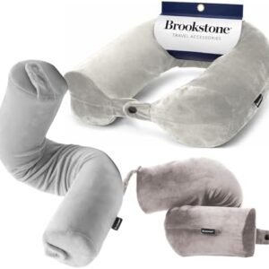 Brookstone Free Form Travel Pillow - Lightweight Flexible Memory Foam Travel Neck Pillow for Sleeping, Car, Airplane & Travel Support, Grey