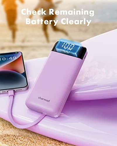 charmast 10000mAh Portable Charger,Built-in 4 Cables,6 Outputs/3 Inputs,3A Fast Charging,Compatible with iPhone,iPad,Samsung,Pixel,LG - Image 7