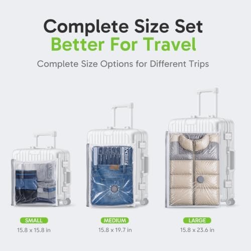 Vacbird Travel Vacuum Bags with USB Electric Pump, 12 Pack Vacuum Bags for Travel, Compression Vacuum Packing Bags for Luggage & Suitcase, Space Saving Travel Bags for Clothes and Clothing,Carry-On - Image 2