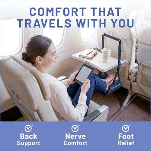 BASIC CONCEPTS Airplane Foot Hammock for Plane Travel Essentials - Airplane Travel Essentials, Long Flight Foot Rest - Plane Gadgets - Image 2